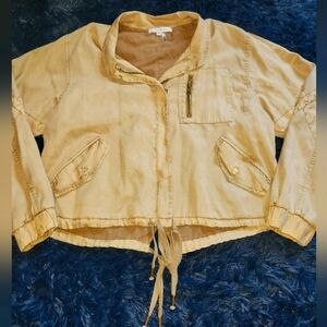 Young fabulous & broke tan full‎ zip semi cropped oversized jacket size small
